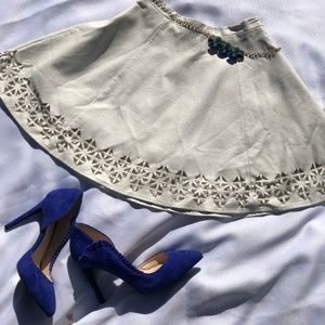 White faux leather skirt/ Monica Rose